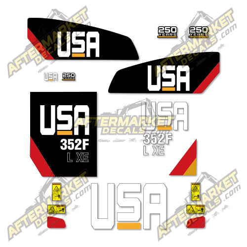 USA Decal Kit Fits Caterpillar 352F L XE Crawler Excavator - 3M VINYL!