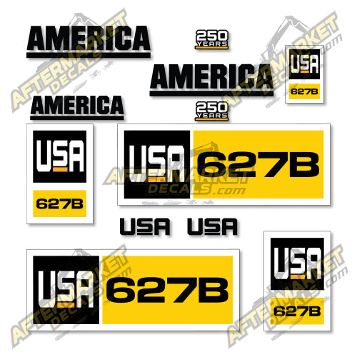 USA Decal Kit Fits Caterpillar 627B Scraper- 3M VINYL!