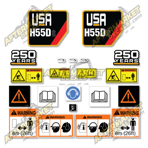 USA Decal Kit Fits Caterpillar H55DS Hammer- 3M VINYL!