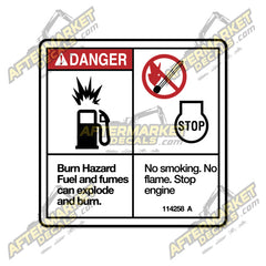 Decal Kit Fits Genie 114258 A DANGER NO SMOKING BURN HAZARD - 3M VINYL!