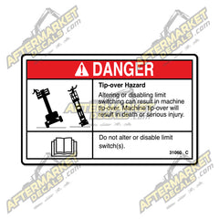 Decal Kit Fits Genie 31060 C DANGER DO NOT ALTER SWTC - 3M VINYL!