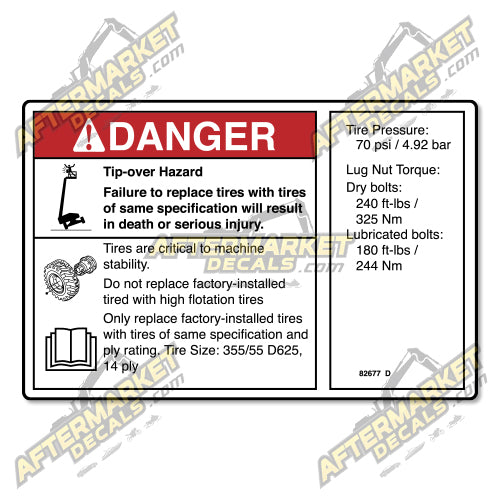 Decal Kit Fits Genie 82677 D DANGER TIP OVER HAZARD- 3M VINYL!