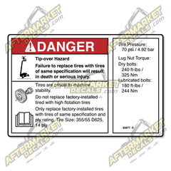 Decal Kit Fits Genie 82677 D DANGER TIP OVER HAZARD- 3M VINYL!