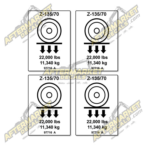 Decal Kit Fits Genie 97716 A Z-135 70 LABEL WHEEL LOAD SET- 3M VINYL!