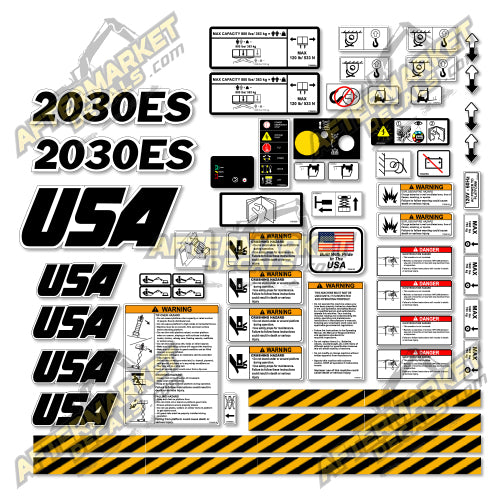 USA Decal Kit Fits JLG 2030ES Scissor Lift - 3M VINYL!