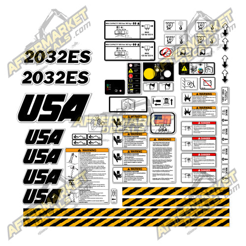 USA Decal Kit Fits JLG 2032ES Scissor Lift - 3M VINYL!