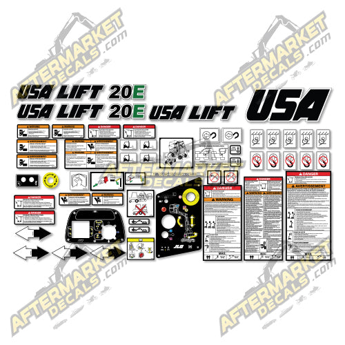 USA Decal Kit Fits JLG 20E Toucan Boom Lift - 3M VINYL!