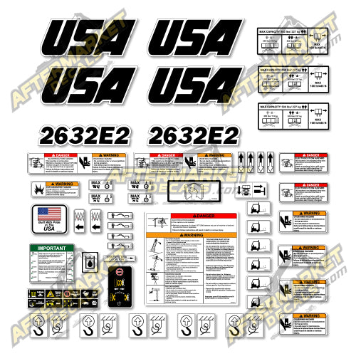 USA Decal Kit Fits JLG 2632E2 Scissor Lift - 3M VINYL!