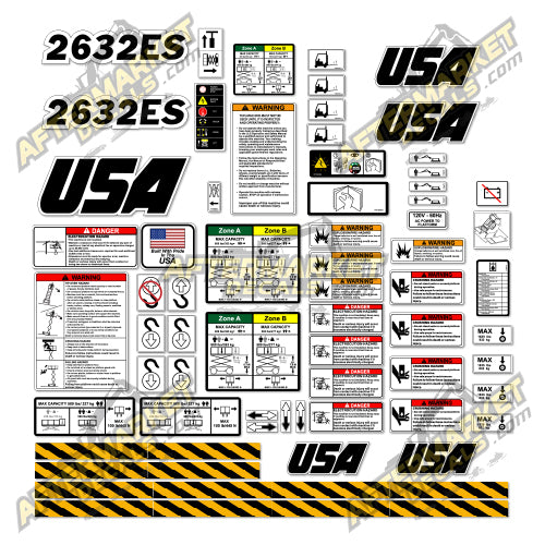 USA Decal Kit Fits JLG 2632ES Electric Boom Lift - 3M VINYL!
