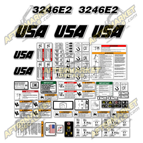 USA Decal Kit Fits JLG 3246E2 Scissor Lift - 3M VINYL!