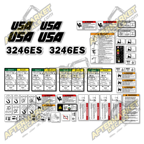 USA Decal Kit Fits JLG 3246ES Scissor Lift - 3M VINYL!