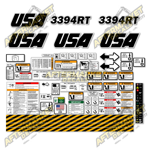 USA Decal Kit Fits JLG 3394RT Scissor Lift - 3M VINYL!