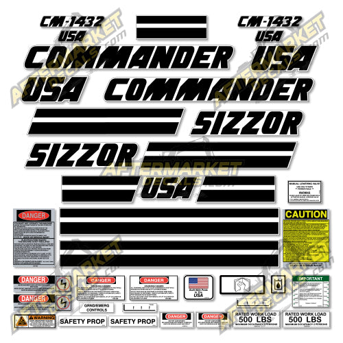 USA Decal Kit Fits JLG CM-1432 Scissor Lift - 3M VINYL!
