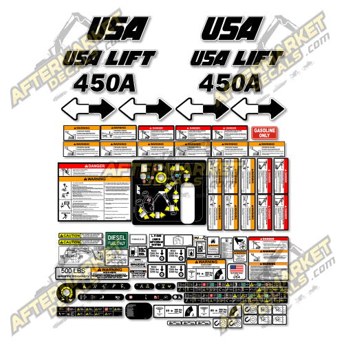 USA Decal Kit Fits JLG 450A Boom Lift - 3M VINYL!