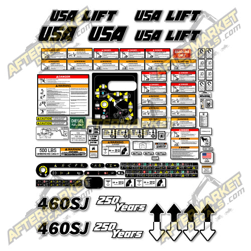 USA Decal Kit Fits JLG 460SJ Boom Lift - 3M VINYL!