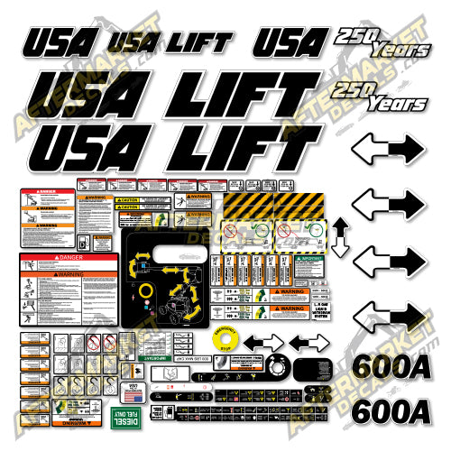 USA Decal Kit Fits JLG 600A Boom Lift - 3M VINYL!