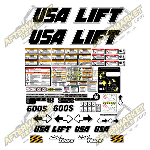 USA Decal Kit Fits JLG 600S Telescopic Boom Lift - 3M VINYL!
