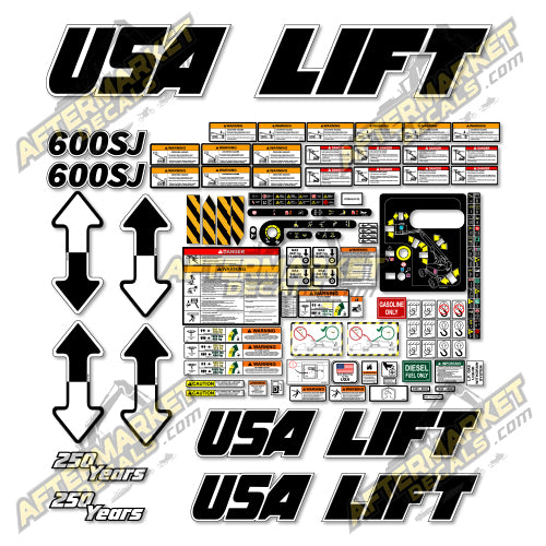 USA Decal Kit Fits JLG 600SJ Telescopic Boom Lift - 3M VINYL!