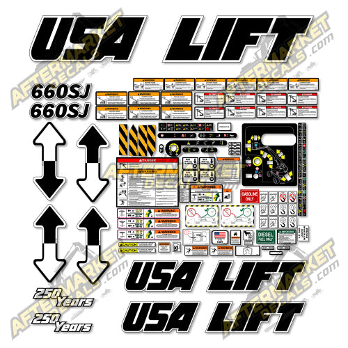 USA Decal Kit Fits JLG 660SJ Boom Lift - 3M VINYL!