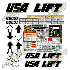 USA Decal Kit Fits JLG 660SJ Boom Lift - 3M VINYL!