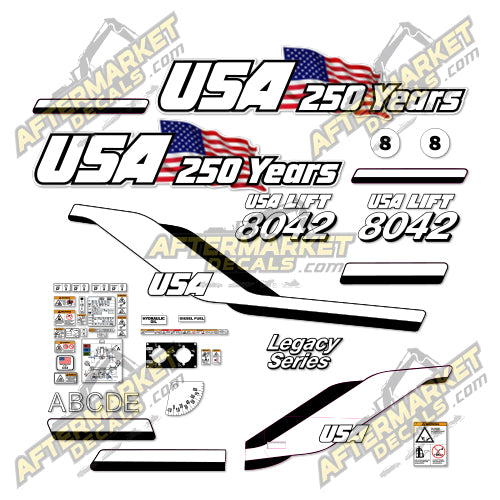 USA Decal Kit Fits JLG 8042 Telehandler - Legacy Series - 3M VINYL!
