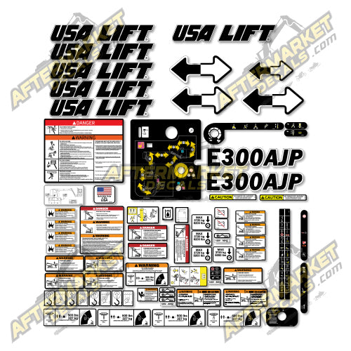 USA Decal Kit Fits JLG E300AJP Boom Lift - 3M VINYL!