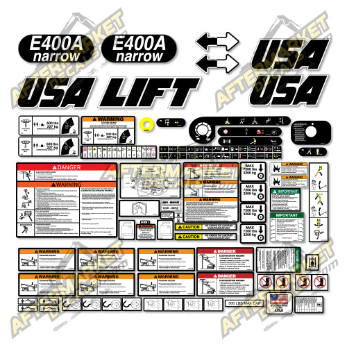 USA Decal Kit Fits JLG E400A Narrow Electric Boom Lift - 3M VINYL!