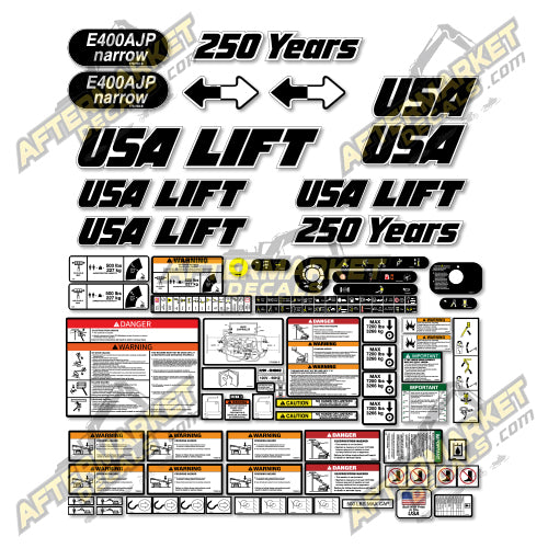 USA Decal Kit Fits JLG E400AJP Narrow Electric Boom Lift - 3M VINYL!