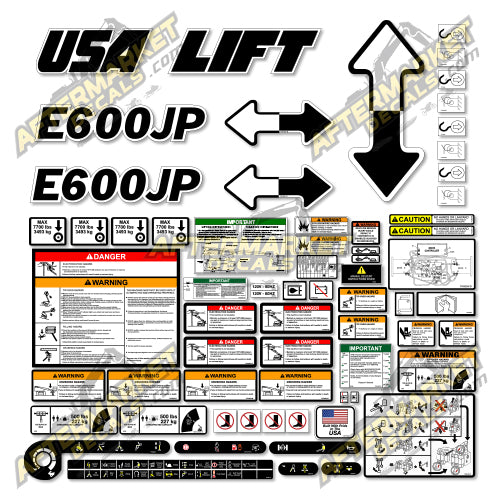 USA Decal Kit Fits JLG E600JP Boom Lift - 3M VINYL!